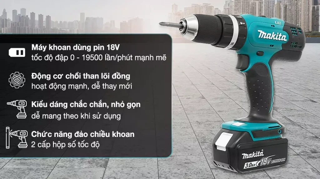 Máy khoan PIN có chổi than tốt nhất Makita DHP453SFX8